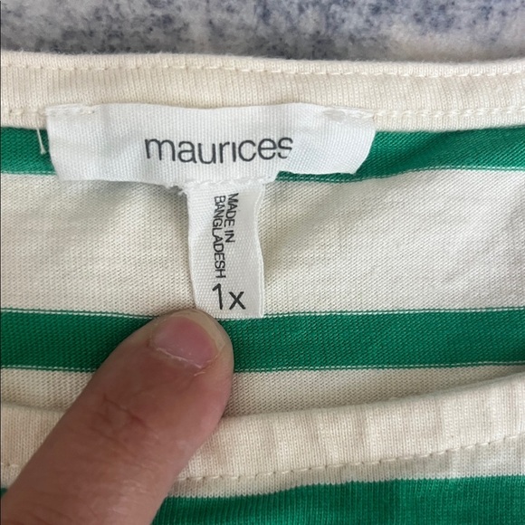 Maurices Emerald and Cream Striped Tee - Picture 2 of 3